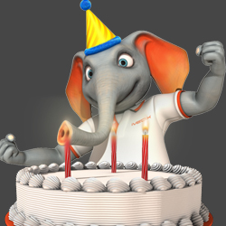 elephant blowing out candles image